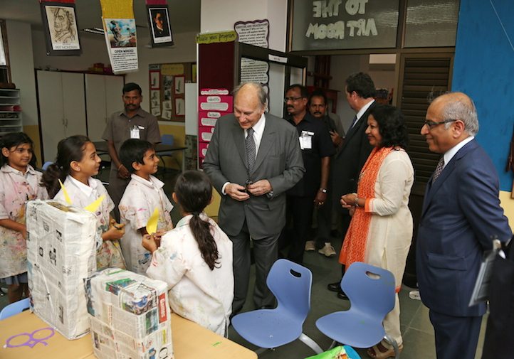 The Aga Khan visits the Junior School art room Aga Khan